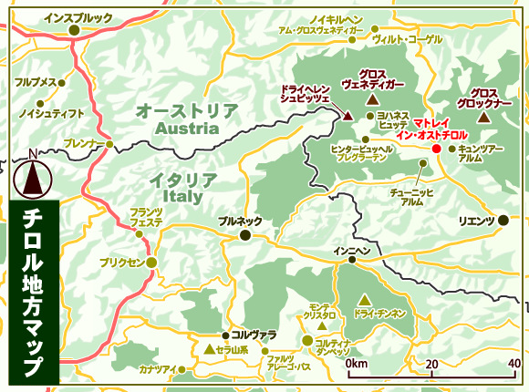 チロル地方の地図